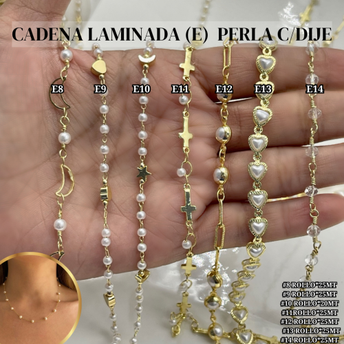 CADENA LAMINADA (E)  PERLA C/DIJE*ROLLO - Imagen 2