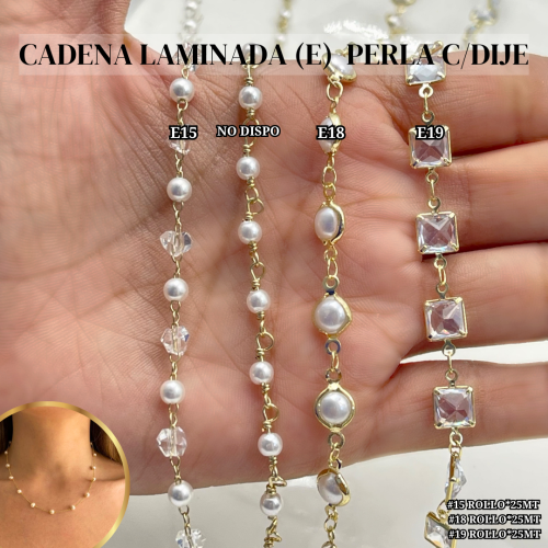 CADENA LAMINADA (E)  PERLA C/DIJE*ROLLO - Imagen 3