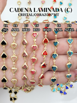 CADENA LAMINADA (C) CRISTAL CORAZÓN*MT