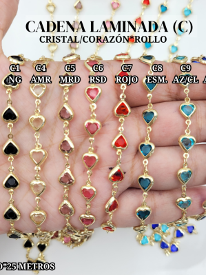 CADENA LAMINADA (C) CRISTAL CORAZÓN*ROLLO