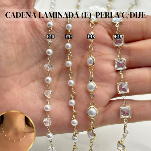 CADENA LAMINADA (E)  PERLA C/DIJE*MT - Imagen 3