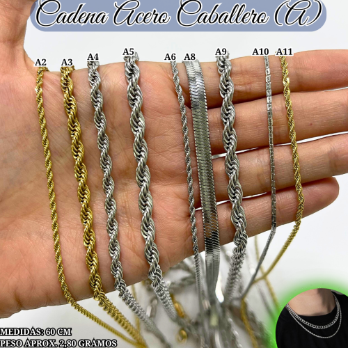 CADENA ACERO CABALLERO (A) *PAQ (10PZ MISMO MODELO)