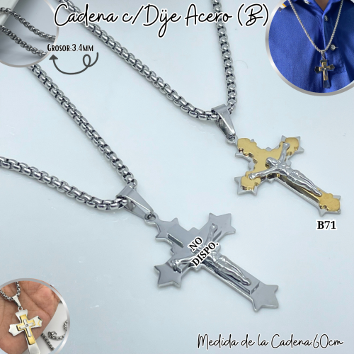 CADENA C/DIJE ACERO (B) - Imagen 2