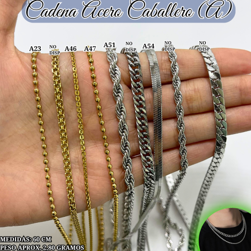 CADENA ACERO CABALLERO (A) *PAQ (10PZ MISMO MODELO) - Imagen 3