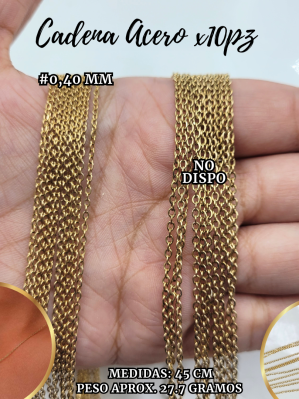 CADENA ACERO*10PZ DOR.