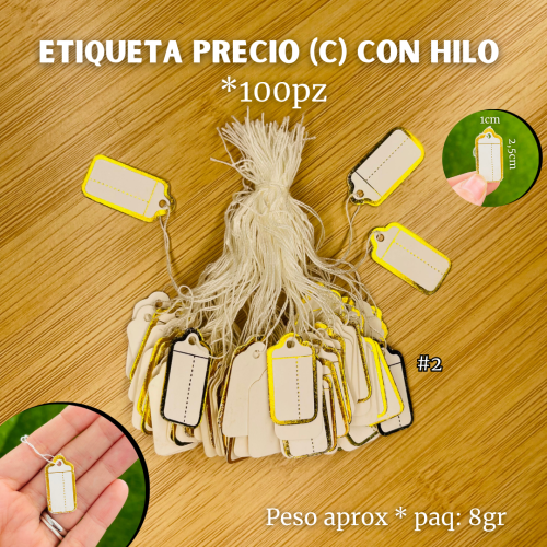 ETIQUETA PRECIO CON HILO (C)*100pz - Imagen 2