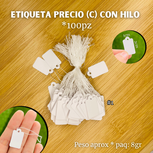 ETIQUETA PRECIO CON HILO (C)*100pz