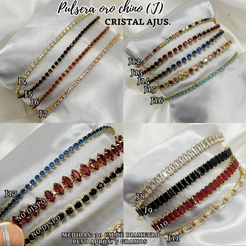 PULSERA ORO CHINO (J) CRISTAL AJUS. - Imagen 2
