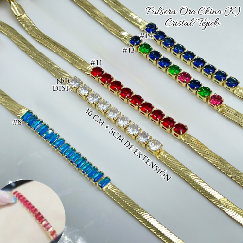 PULSERA  ORO CHINO (K) CRISTAL/TEJIDO - Imagen 2