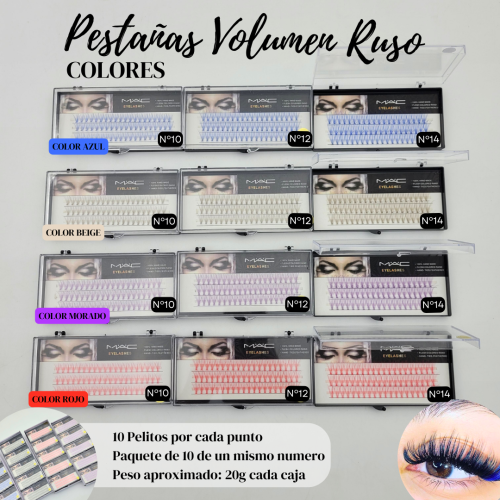 PESTAÑAS VOLUMEN RUSO - COLORES