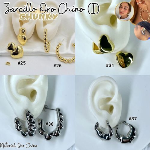 ZARCILLOS ORO CHINO (I) CHUNKY - Imagen 2