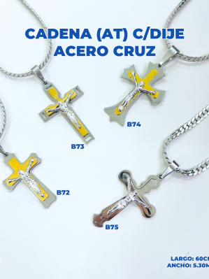 CADENA (AT) C/DIJE ACERO CRUZ