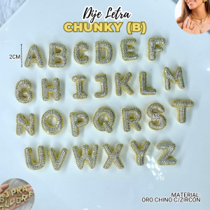 DIJE LETRA (B) CHUNKY ZIRCON