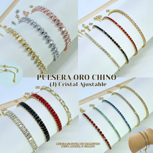 PULSERA ORO CHINO (J) CRISTAL AJUS.