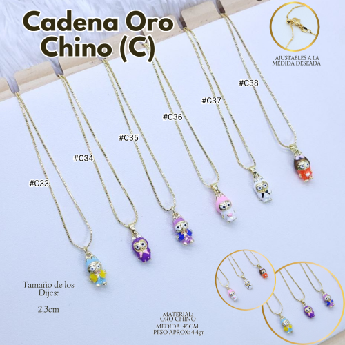 CADENA ORO CHINO (C) AJUSTABLE C/DIJE - Imagen 7