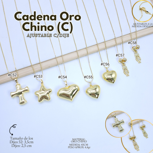 CADENA ORO CHINO (C) AJUSTABLE C/DIJE - Imagen 9