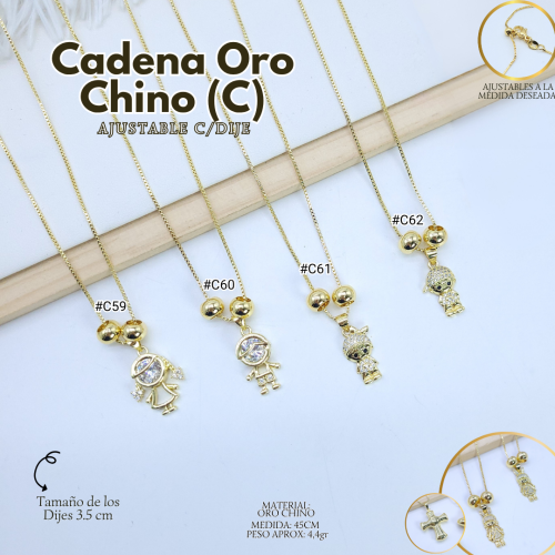 CADENA ORO CHINO (C) AJUSTABLE C/DIJE - Imagen 10