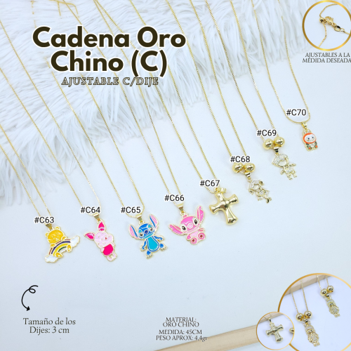 CADENA ORO CHINO (C) AJUSTABLE C/DIJE - Imagen 11