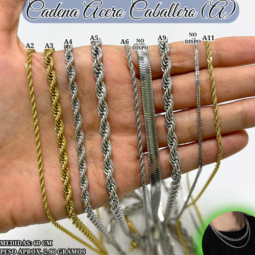 CADENA ACERO CABALLERO (A) *PAQ (10PZ MISMO MODELO)