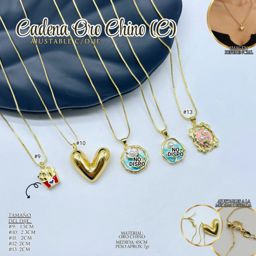 CADENA ORO CHINO (C) AJUSTABLE C/DIJE - Imagen 3