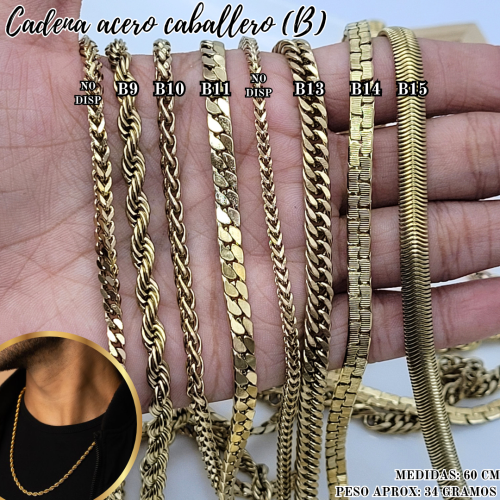 CADENA ACERO CABALLERO (B)*PAQ 10 PZ (MISMO MODELO) - Imagen 2