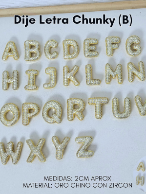 DIJE LETRA (B) CHUNKY ZIRCON