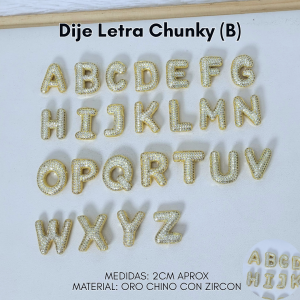 DIJE LETRA (B) CHUNKY ZIRCON