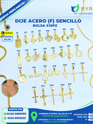 DIJE ACERO (F) SENCILLO X10PZ