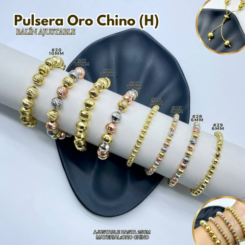 PULSERA ORO CHINO (H) BALÍN AJUSTABLE - Imagen 3