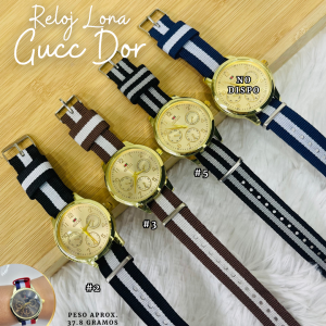RELOJ LONA GUCC DORADO