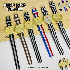 RELOJ LONA GUCC DORADO