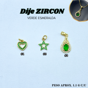 DIJE ZIRCON VERDE ESMERALDA