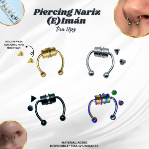 PIERCING NARIZ (E) IMAN TIRA 12PZ