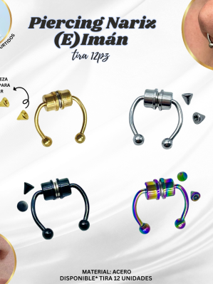 PIERCING NARIZ (E) IMAN TIRA 12PZ