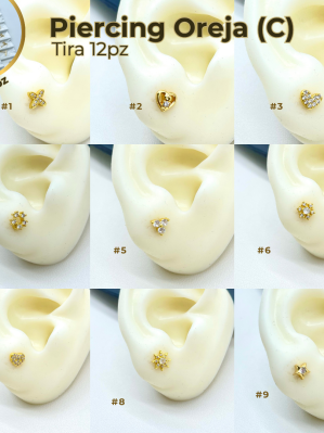 PIERCING OREJA (C) TIRA 12 PZ