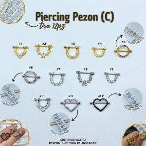 PIERCING PEZON (C) TIRA 12PZ