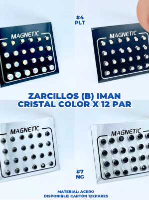 ZARCILLOS (B) IMAN CRISTAL COLOR X 12 PAR