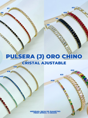 PULSERA (J) ORO CHINO CRISTAL AJUS.