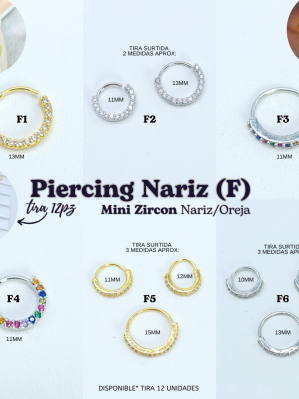 PIERCING NARIZ (F) MINI ZIRCON x TIRA 12PZ