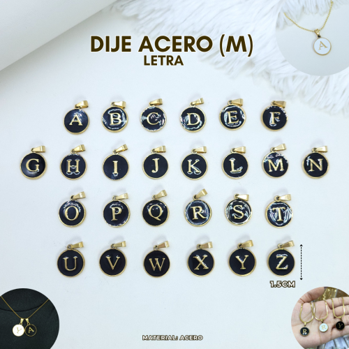 DIJE ACERO (M) LETRA - Imagen 2