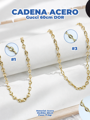 CADENA ACERO GUCC 60CM DOR