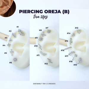 PÍERCING OREJA (B) TIRA 12PZ