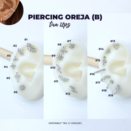 PÍERCING OREJA (B) TIRA 12PZ