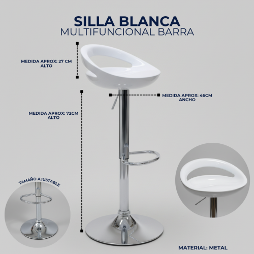 SILLA BLANCA MULTIFUNCIONAL BARRA