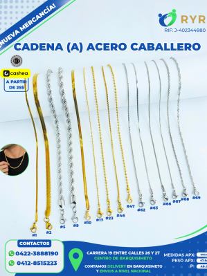 CADENA (A) ACERO CABALLERO *PAQ (10PZ MISMO MODELO)