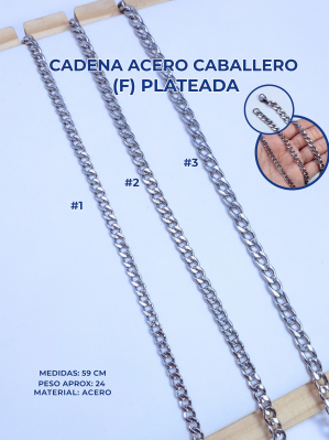 CADENA ACERO CABALLERO (F) PLATEADA