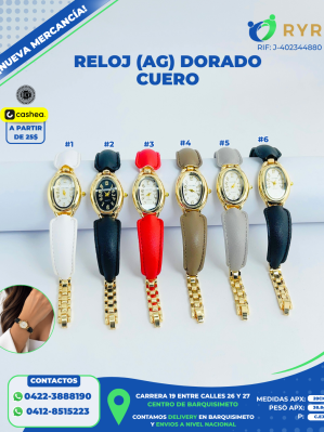 RELOJ (AG) DORADO CUERO