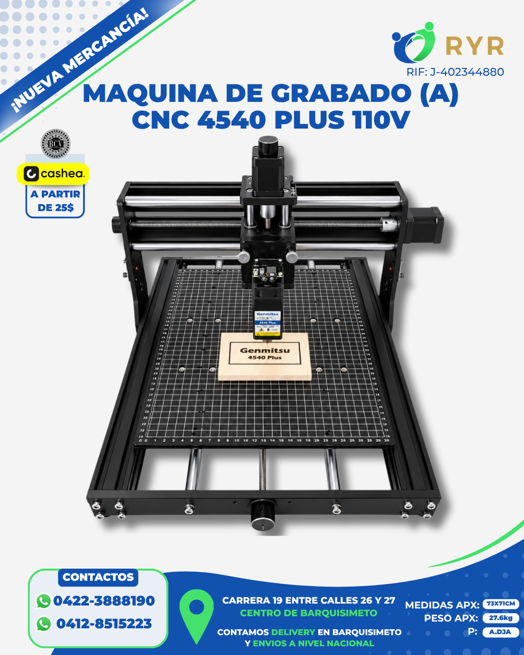 MAQUINA DE GRABADO (A) CNC 4540 PLUS 110V