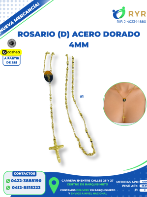 ROSARIO (D) ACERO DORADO 4MM
