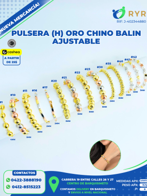 PULSERA (H) ORO CHINO BALIN AJUSTABLE
